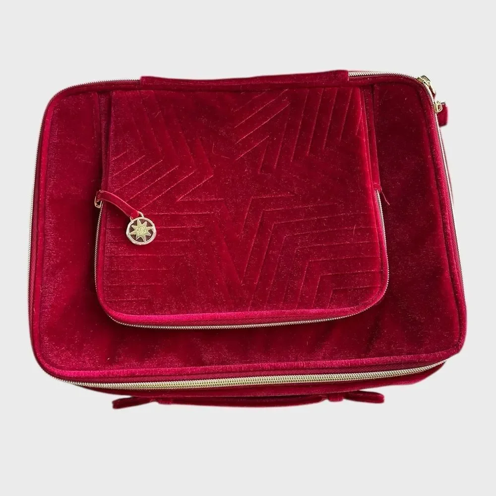 Estée Lauder Red Velvet Train Case Makeup Cosmetic Bag Travel Case